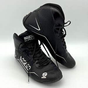 Sparco K Pole Kart Racing Shoes Driving Boots Mens 8 Black White Karting Workout